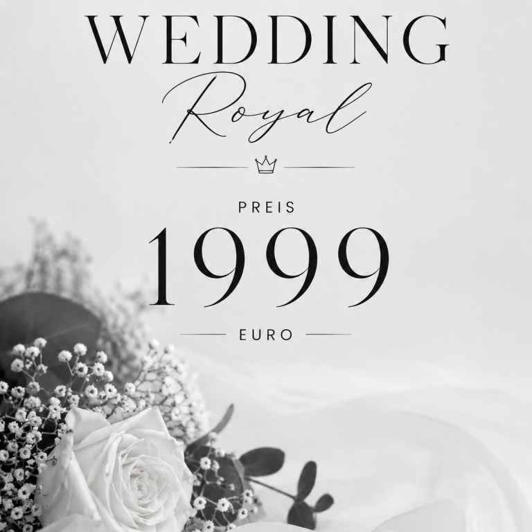 Anzeige für eine Hochzeitszeremonie mit einem Preis von 1999 Euro.
