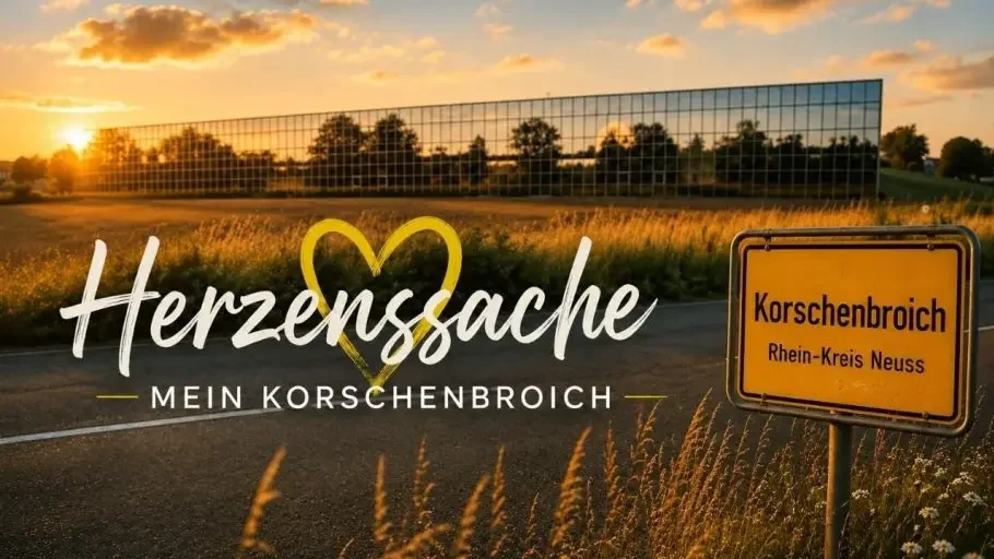 Herzenssache Mein Korschenbroich mit Ortsschild Korschenbroich im Rhein-Kreis Neuss